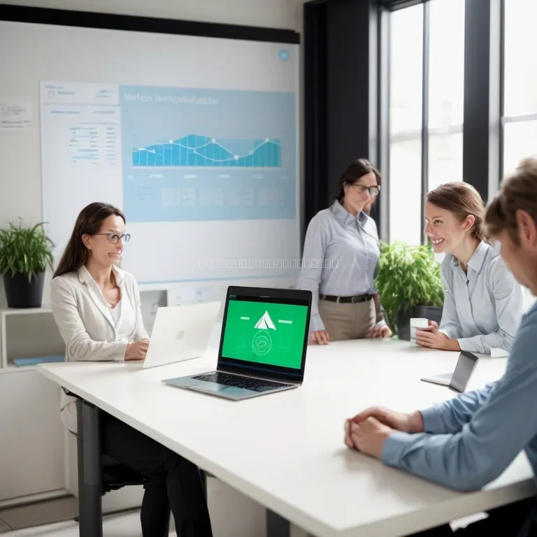 Consultants reviewing growth metrics with client